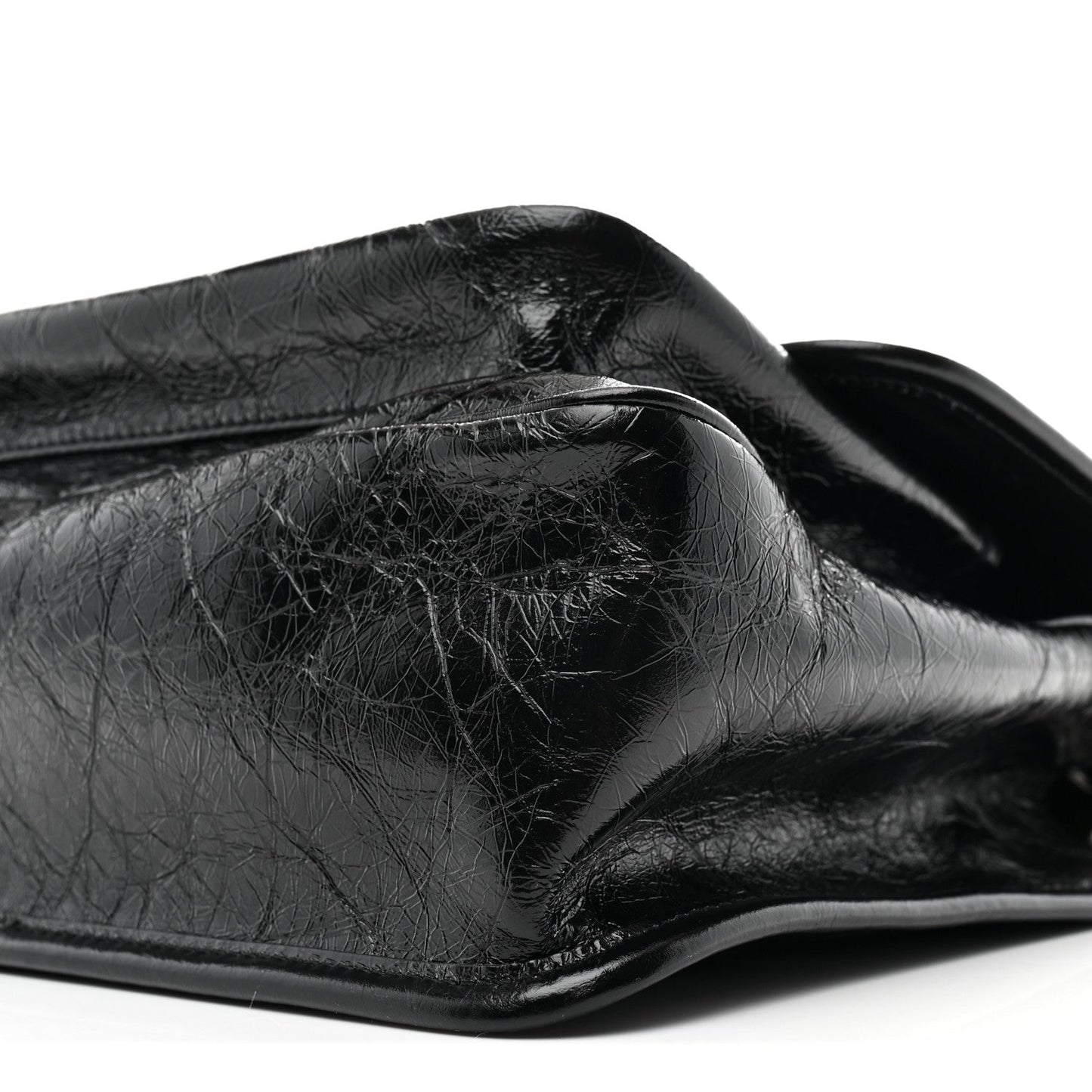 Saint Laurent Niki Medium Chain Satchel Crinkled Calfskin Black