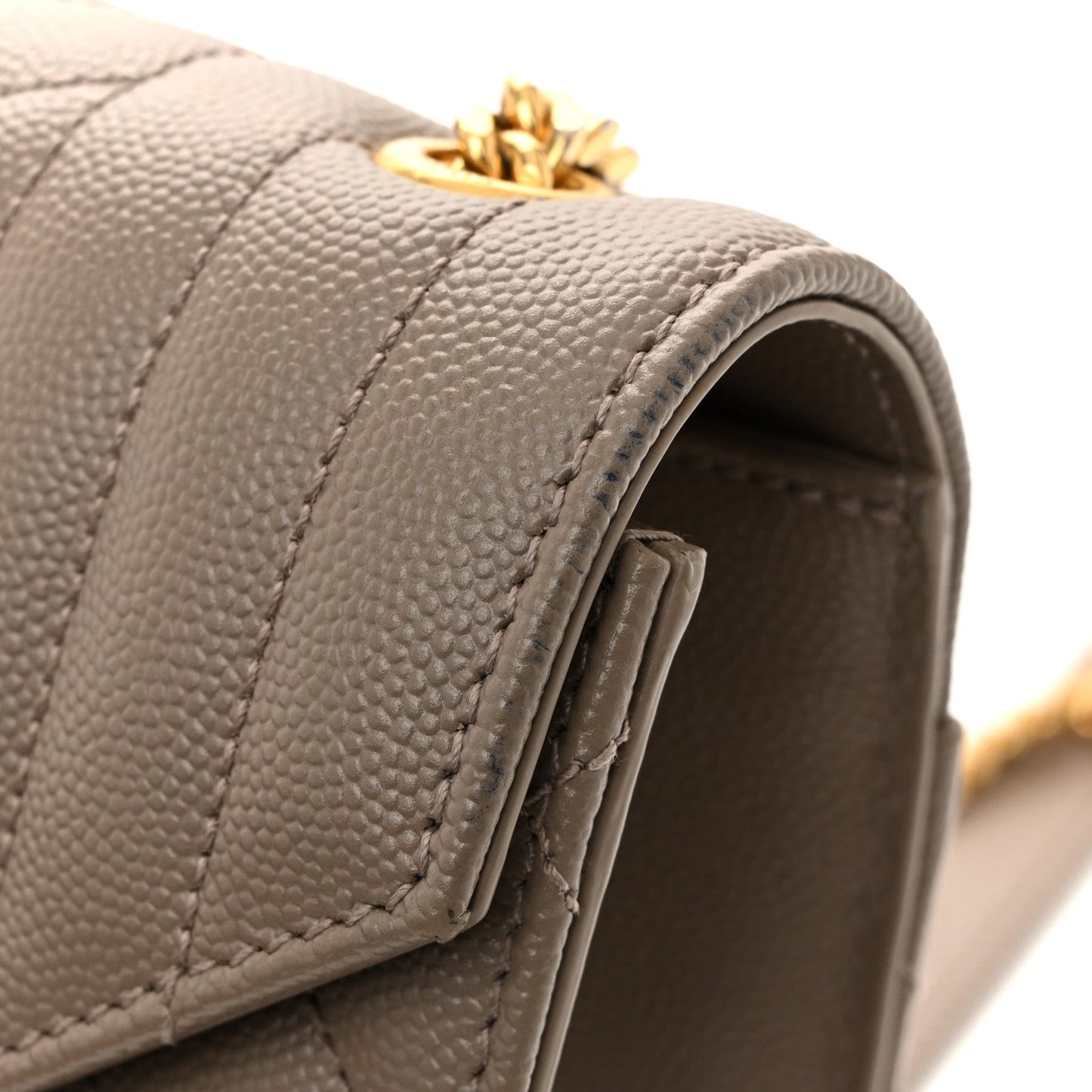 Saint Laurent Grain De Poudre Textured Mixed Matelasse Triquilt Small Monogram Satchel Greyish Brown