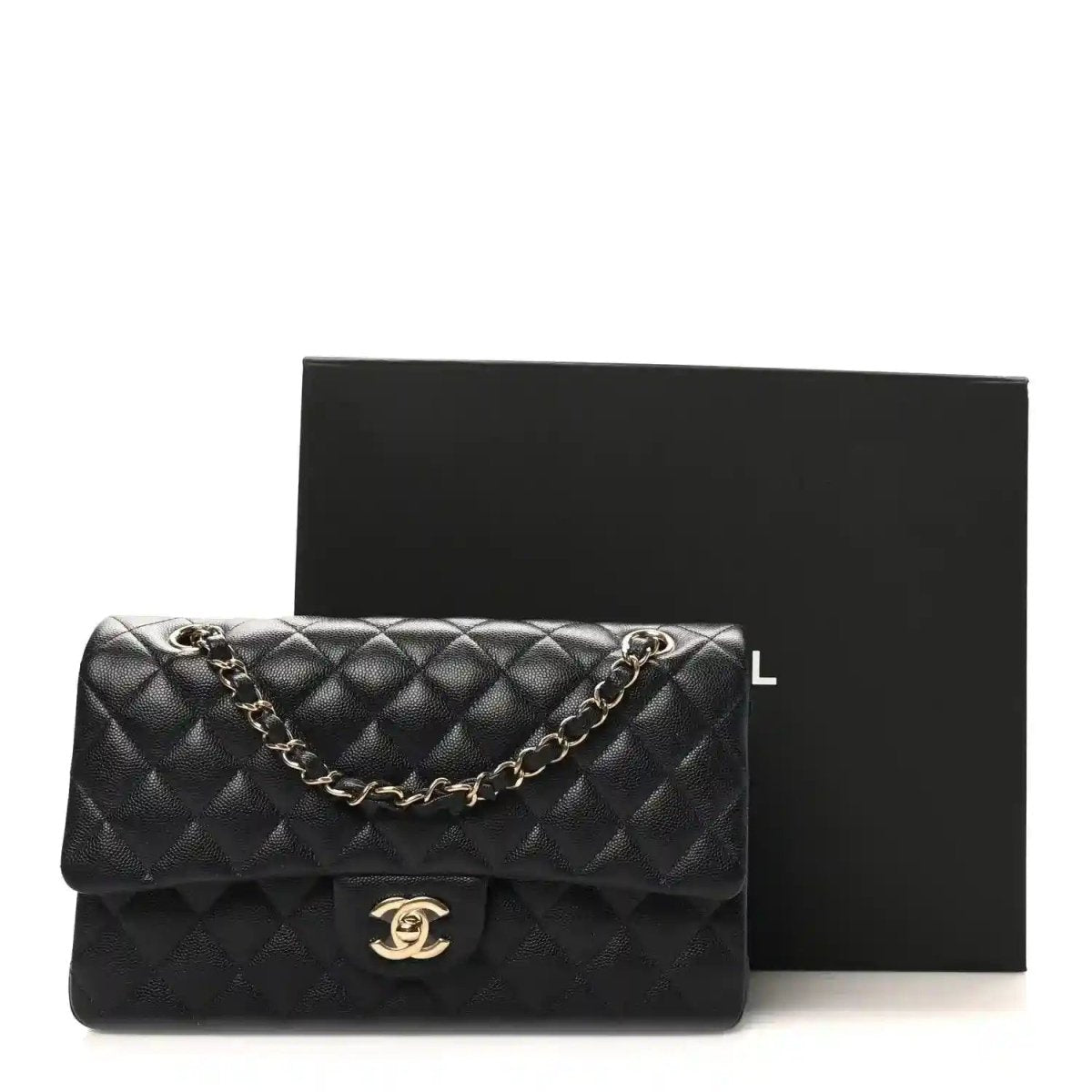 Chanel Caviar Quilted Medium Double Flap Bag in Navy Blue - NEESTRA