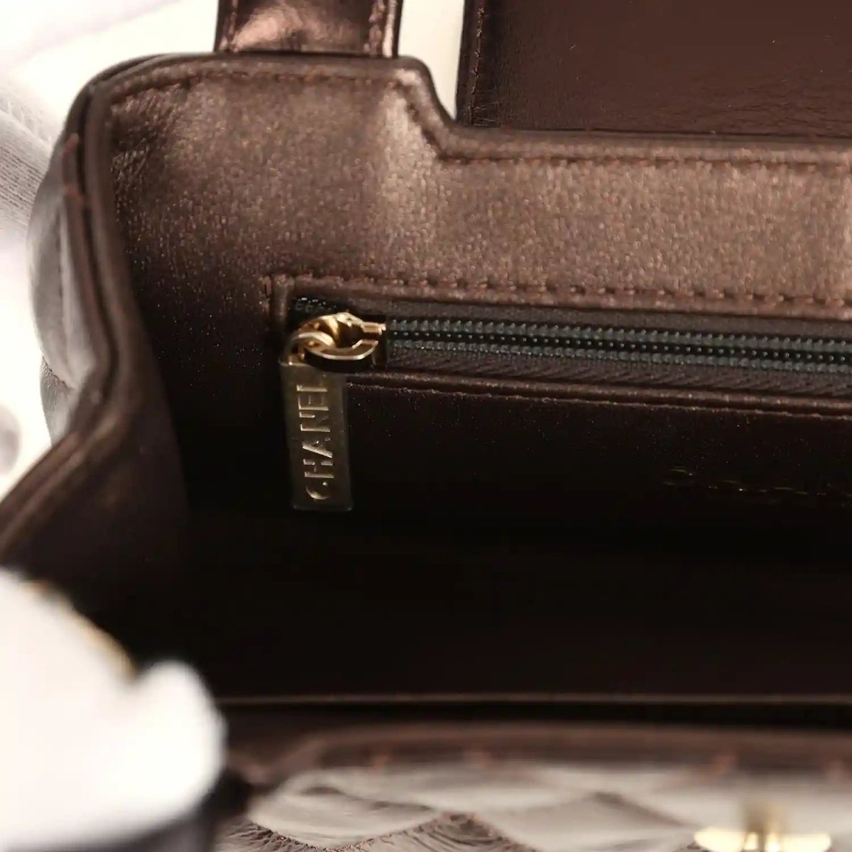 Chanel Small Kelly Shopper Bag in Metallic Dark Bronze Calfskin - NEESTRA