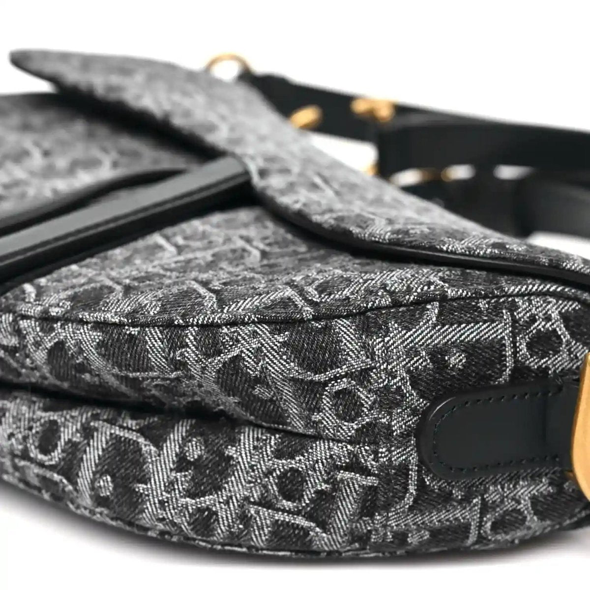 Christian Dior Denim Oblique Jacquard Saddle Bag in Black - NEESTRA
