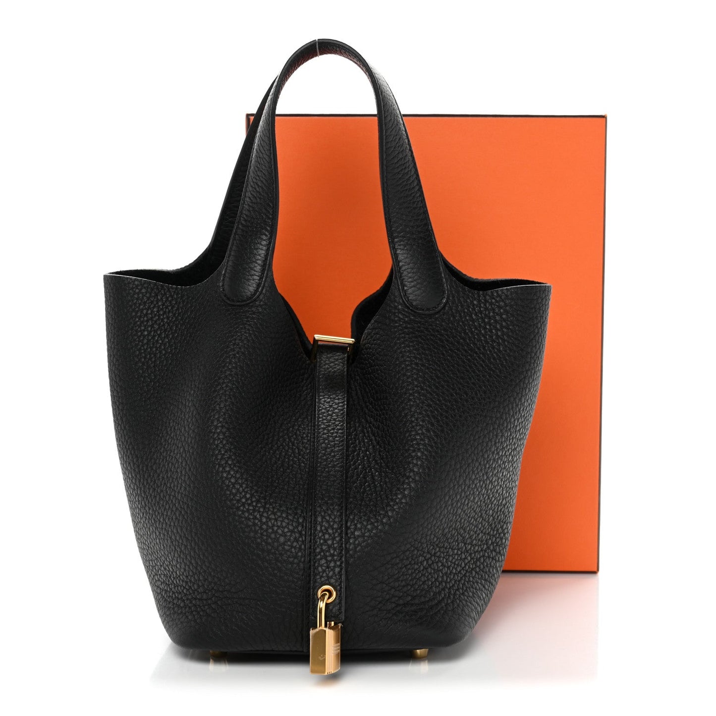 Taurillon Clemence Picotin Lock 18 PM Tote Black Calfskin Leather
