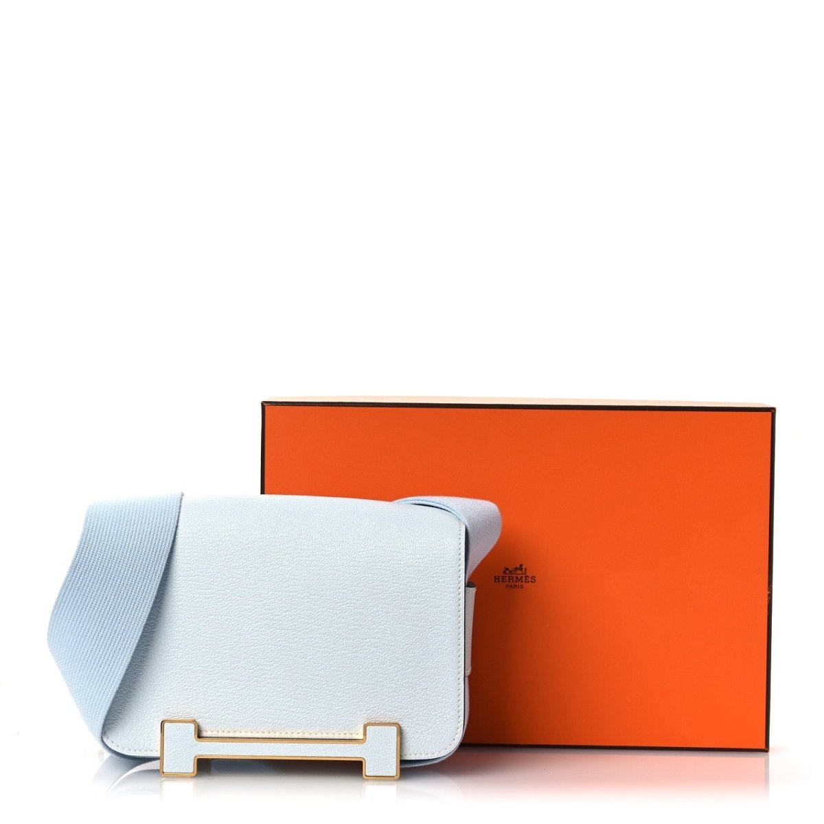 Hermes Chevre Mysore Verso Geta Leather Crossbody Bleu Brume Nata - NEESTRA