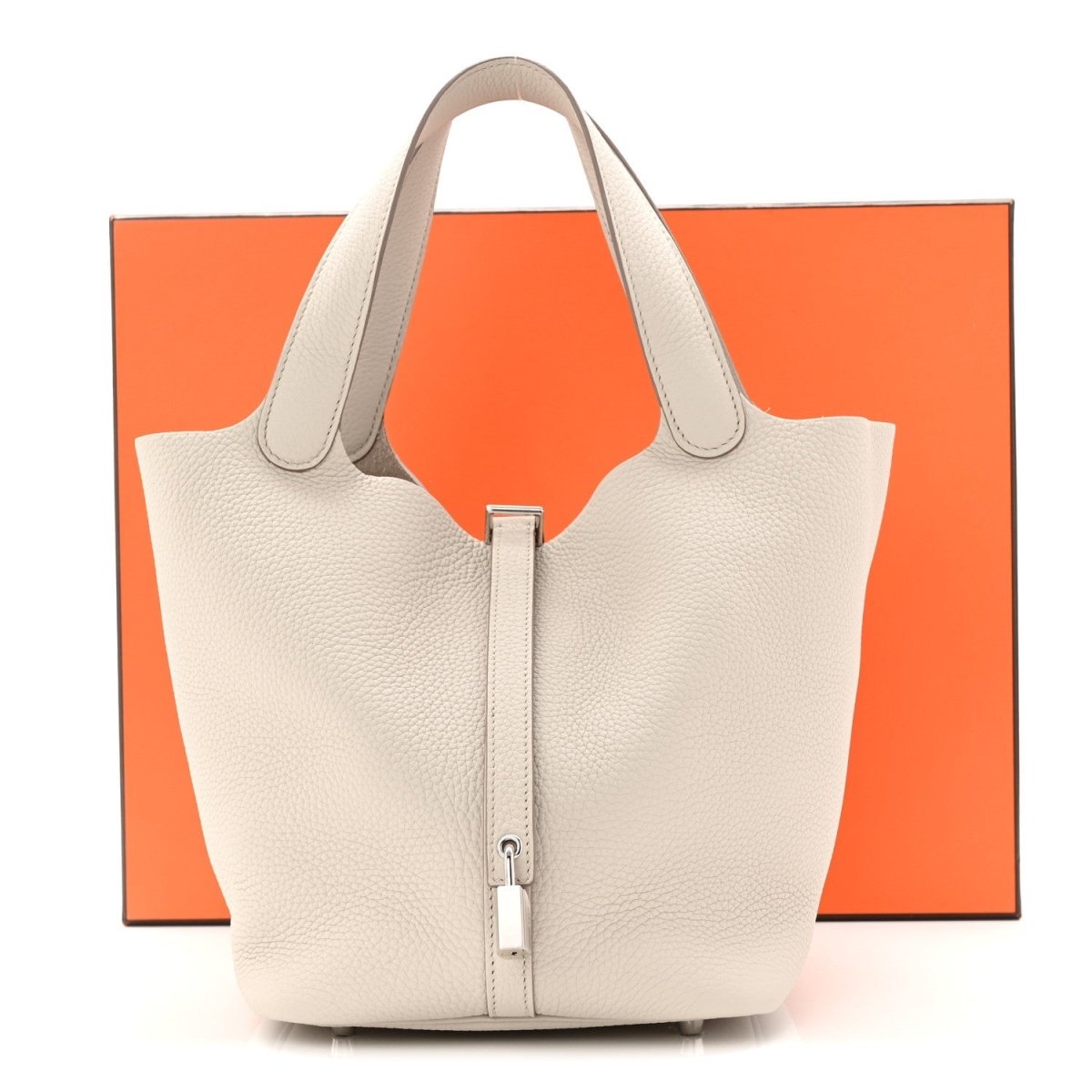 Picotin Lock 22mm Taurillon Clemence Leather Bucket Bag Beton - NEESTRA