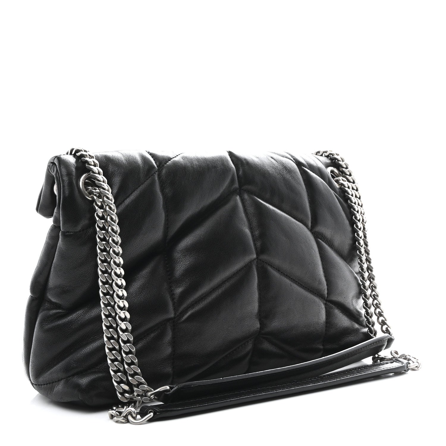 Saint Laurent Loulou Puffer Small Quilted Lambskin Leather Satchel Black