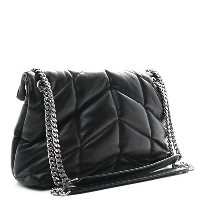 Saint Laurent Loulou Puffer Small Quilted Lambskin Leather Satchel Black