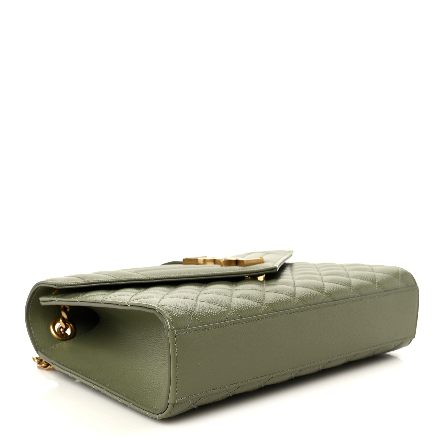 Saint Laurent Grain De Poudre Matelasse Triquilt Medium Monogram Satchel Light Sage