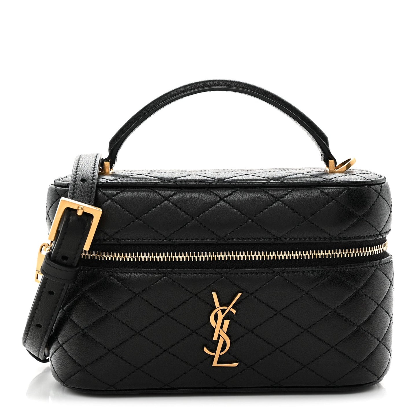 Saint Laurent Lambskin Quilted Mini Gaby Vanity Case Black