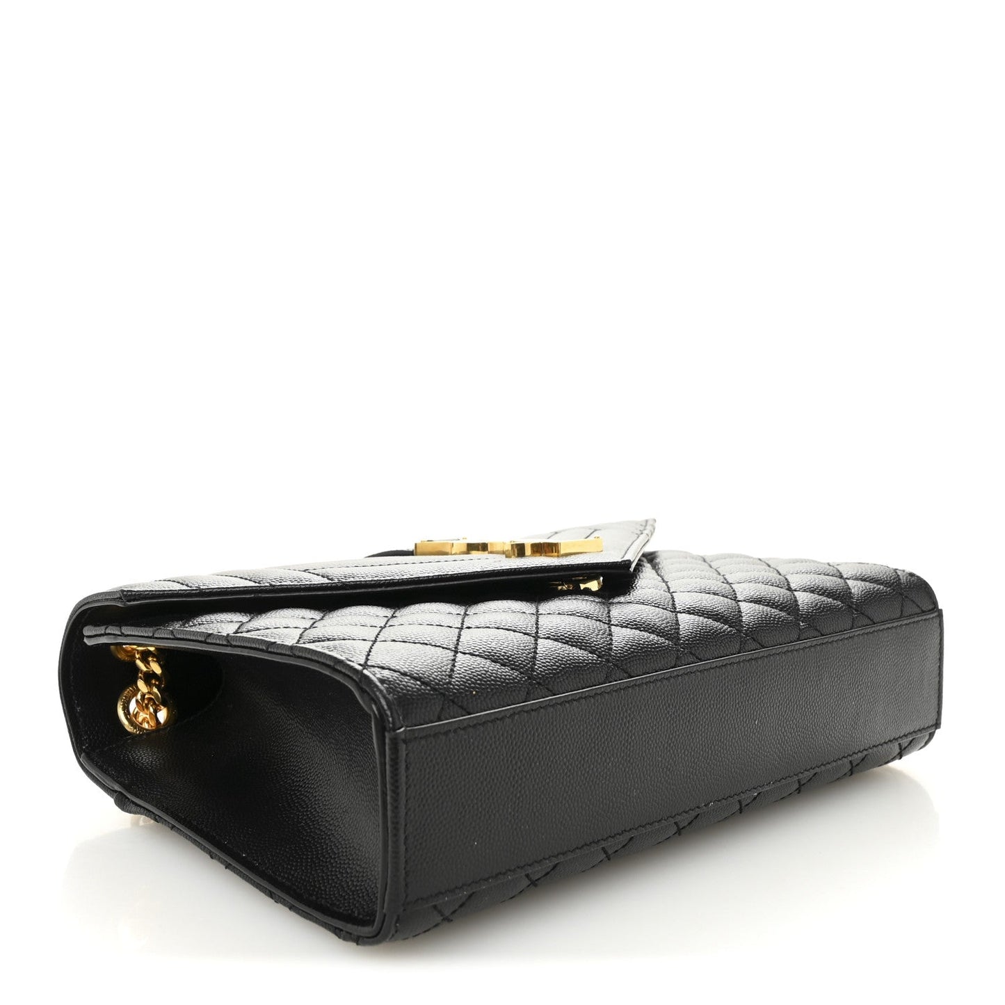 Saint Laurent Grain De Poudre Matelasse Triquilt Medium Monogram Satchel Black