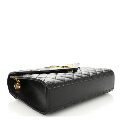 Saint Laurent Grain De Poudre Matelasse Triquilt Medium Monogram Satchel Black