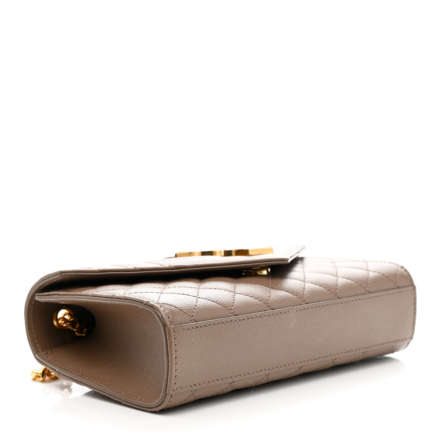 Saint Laurent Grain De Poudre Matelasse Triquilt Small Monogram Satchel Dark Beige