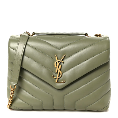 Saint Laurent Loulou Calfskin Y Quilted Monogram Small Chain Satchel Light Sage