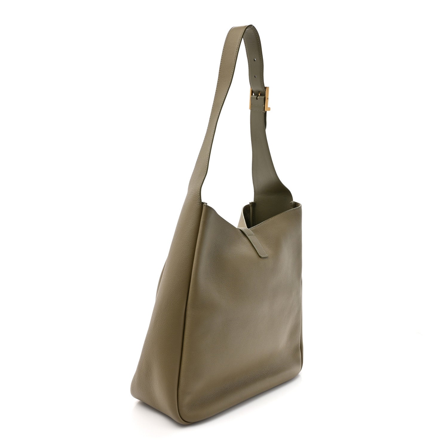 Saint Laurent Supple Calfskin Large Le 5 A 7 Soft Hobo Strong Moss