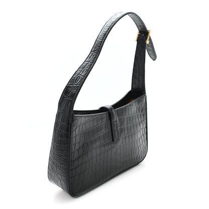 Saint Laurent Le 5 A 7 Hobo Bag Embossed Calfskin Black
