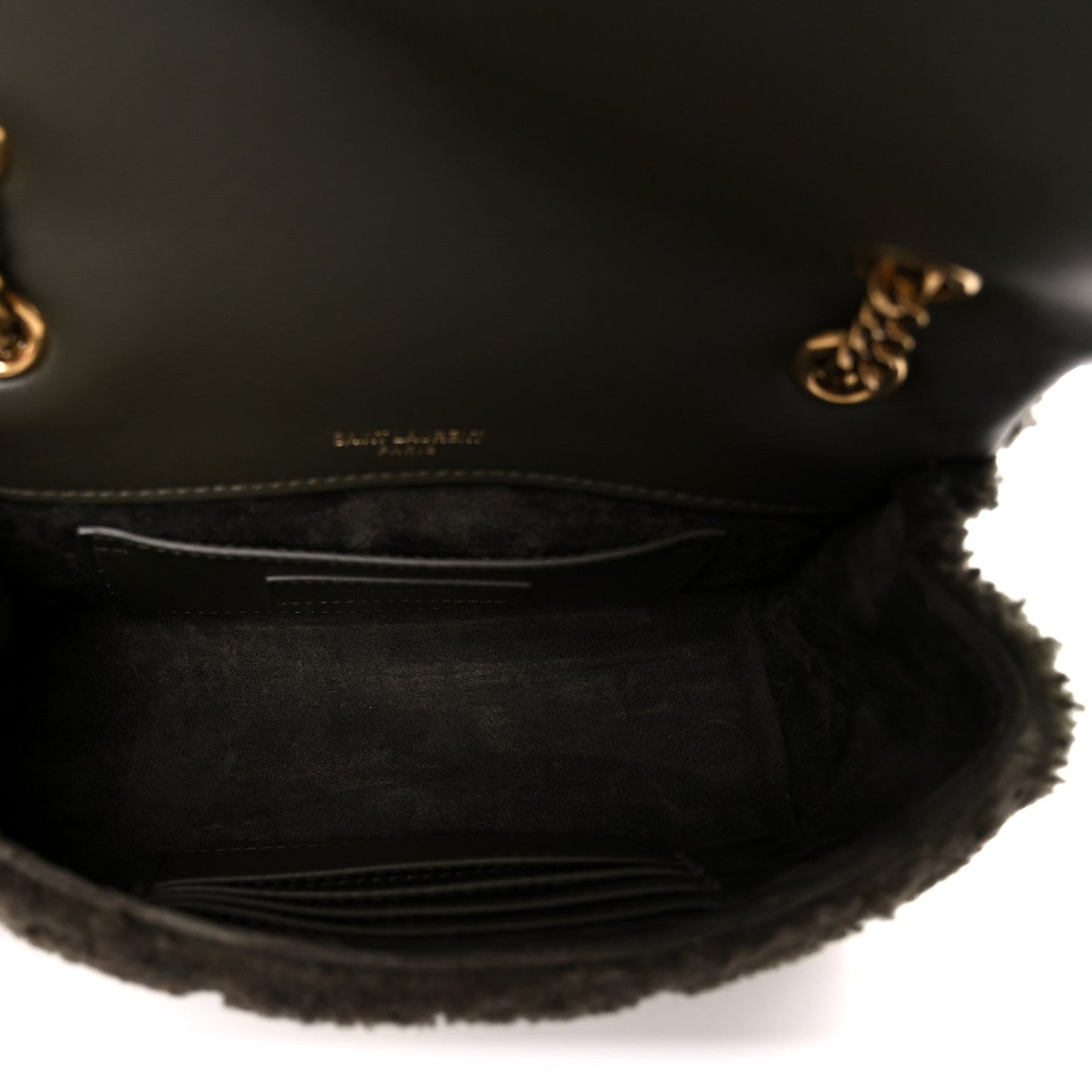 Saint Laurent Shearling Monogram Small Jamie Shoulder Bag Moss