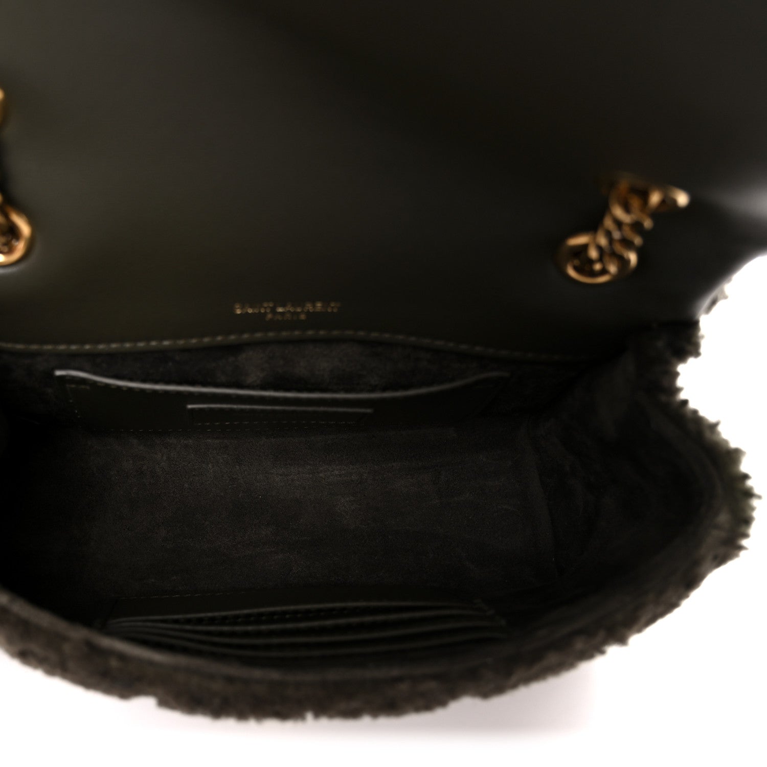 Saint Laurent Shearling Monogram Small Jamie Shoulder Bag Moss