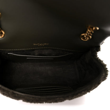 Saint Laurent Shearling Monogram Small Jamie Shoulder Bag Moss