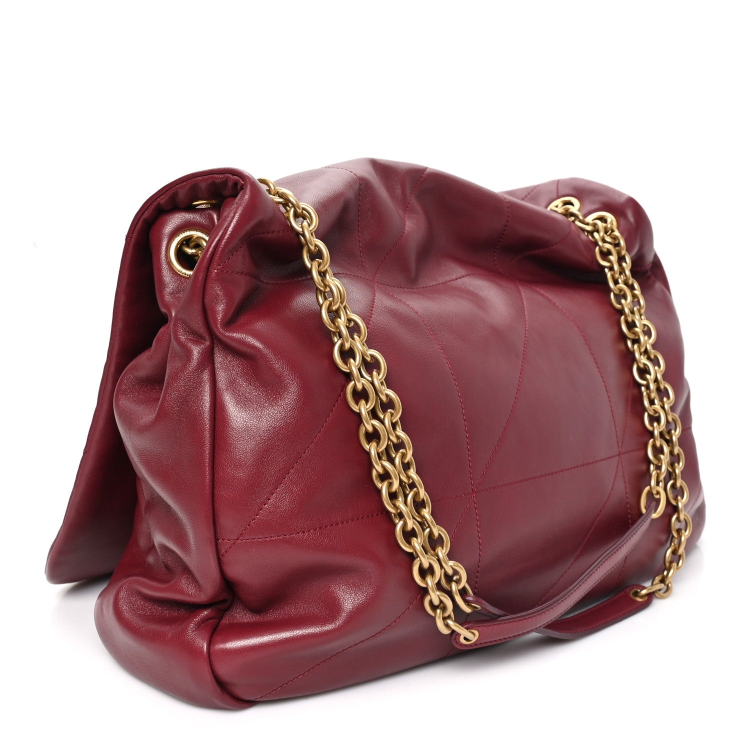 Saint Laurent Lambskin Matelasse Monogram Large Jamie Shoulder Bag Dark Bordeaux