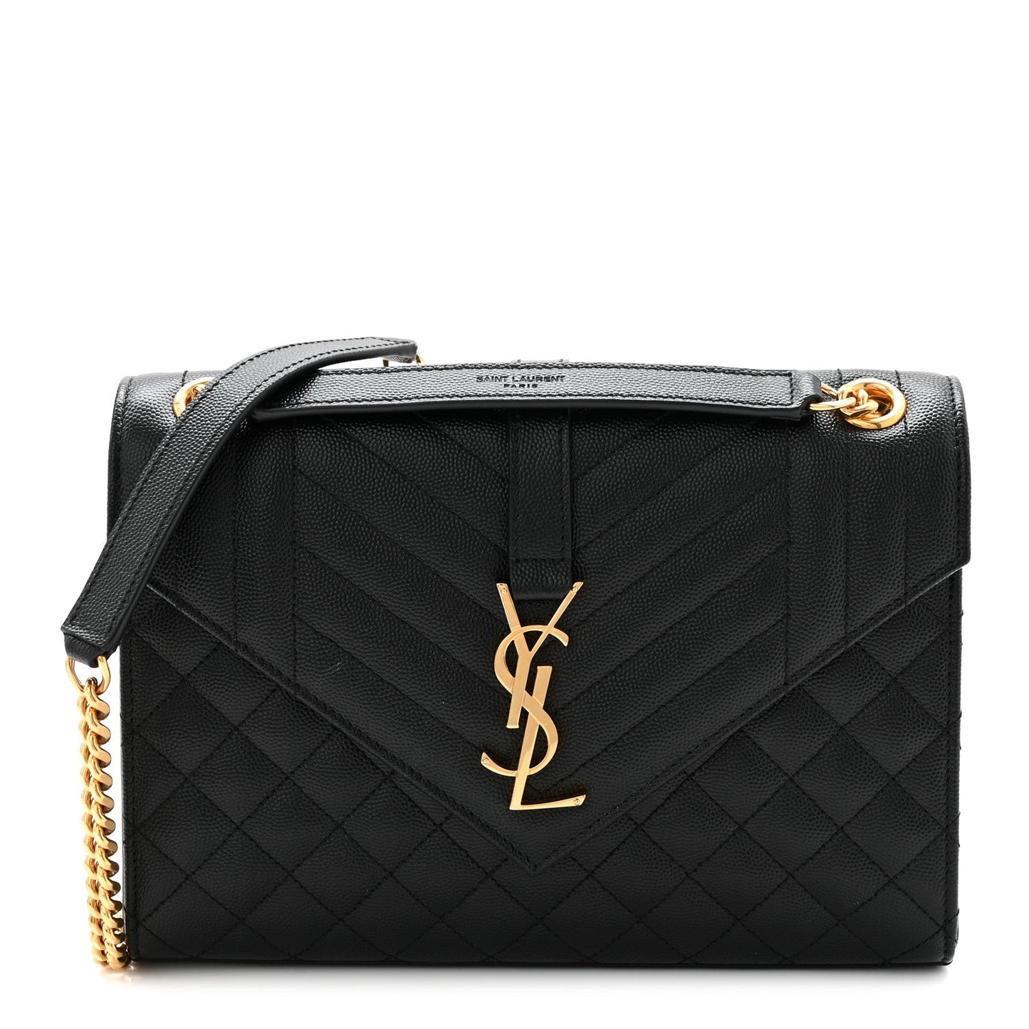 Saint Laurent Grain De Poudre Triquilt Medium Monogram Satchel Black