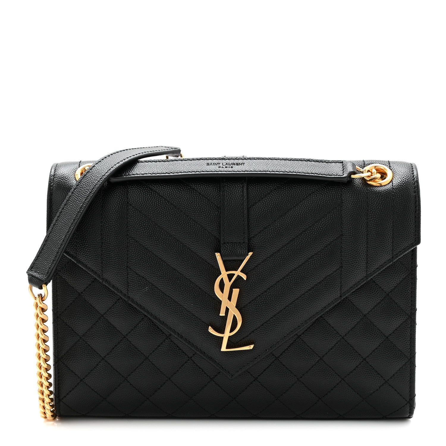 Saint Laurent Grain De Poudre Triquilt Medium Monogram Satchel Black