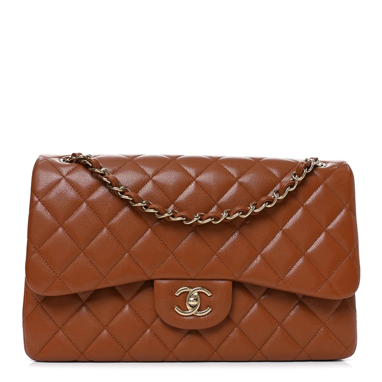 Chanel Jumbo Double Flap Bag in Brown Caviar Leather