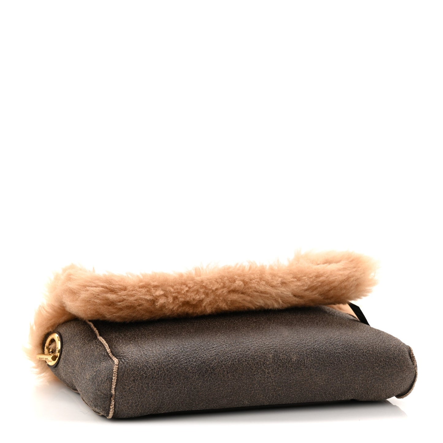 Saint Laurent Shearling Calfskin Small Reversible Monogram Kate Satchel Ecru Dark Brown