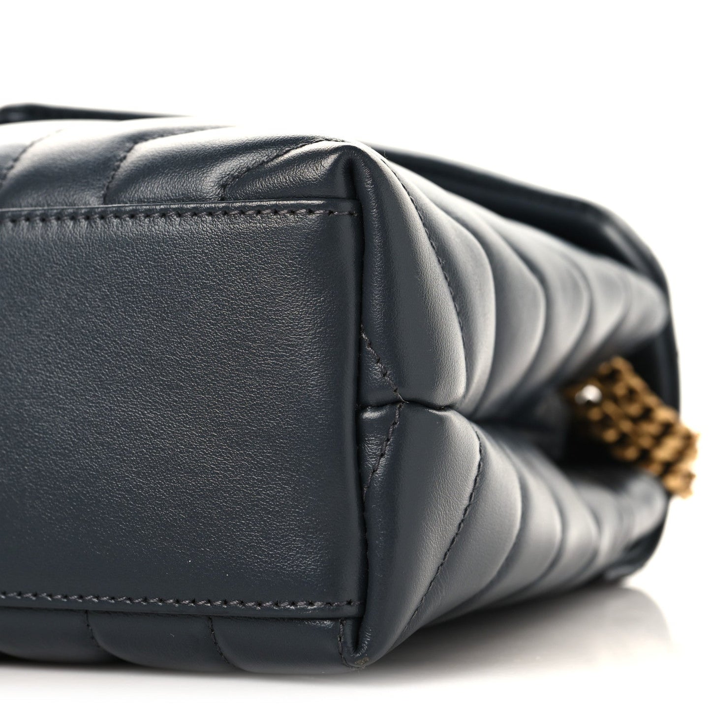 SAINT Laurent Calfskin Y Quilted Monogram Small Loulou Chain Satchel Dark Smog