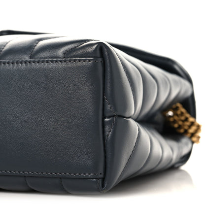 SAINT Laurent Calfskin Y Quilted Monogram Small Loulou Chain Satchel Dark Smog