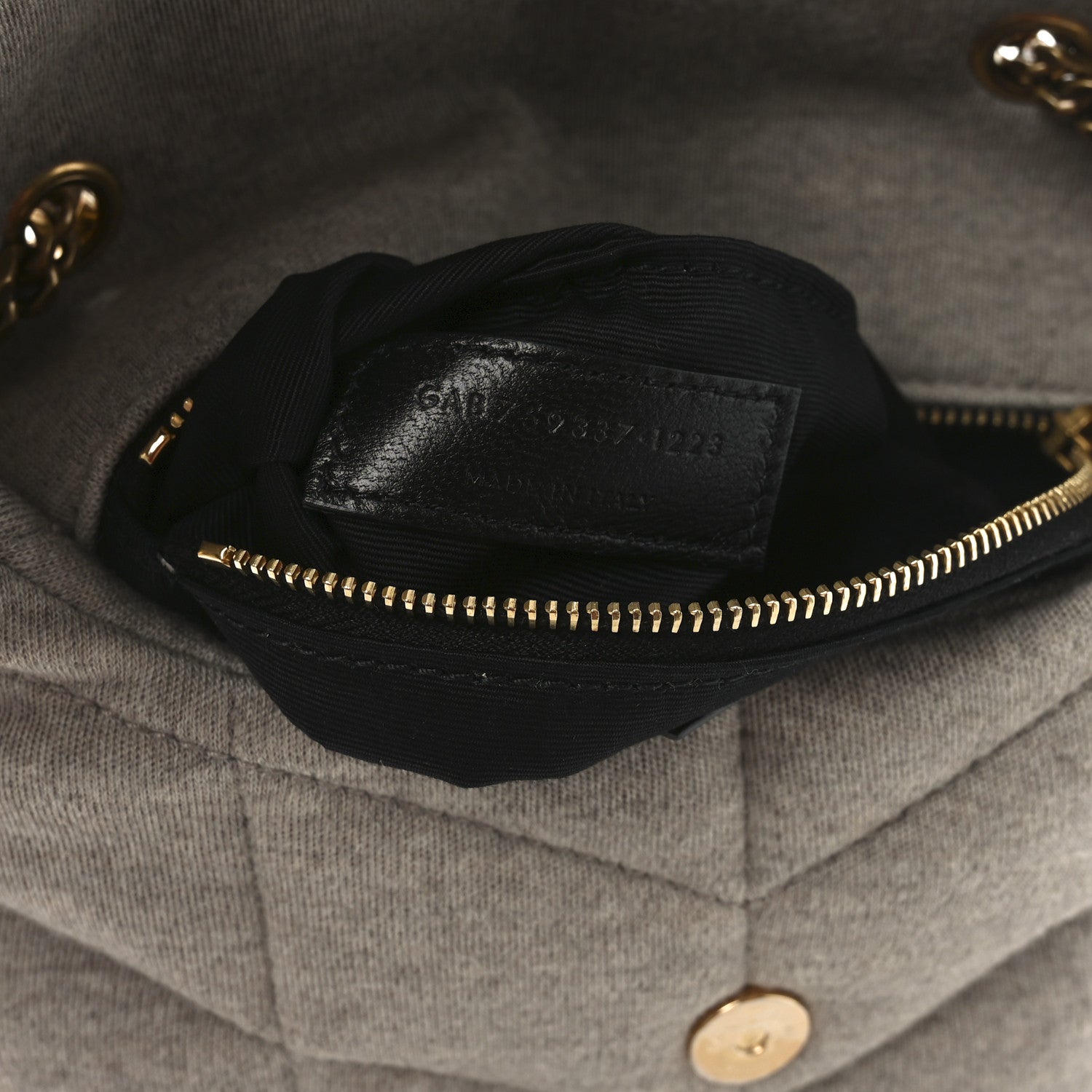 Saint Laurent Jersey Quilted Toy Loulou Puffer Monogram Chain Satchel Chalk Beige