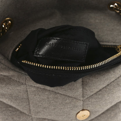 Saint Laurent Jersey Quilted Toy Loulou Puffer Monogram Chain Satchel Chalk Beige