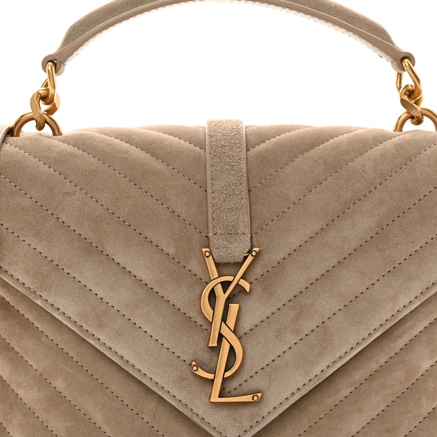 Saint Laurent Suede Matelasse Chevron Monogram Medium College Bag