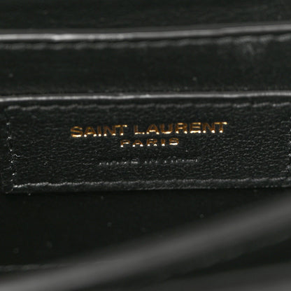 Saint Laurent Grain De Poudre Mini Classic Monogram Cassandra Top Handle Black