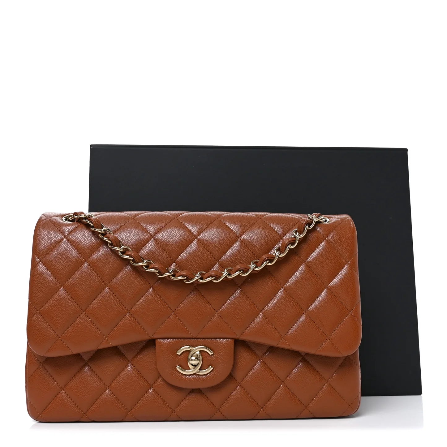 Chanel Jumbo Double Flap Bag in Brown Caviar Leather