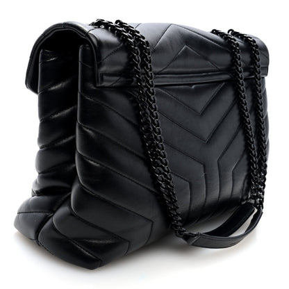 Saint Laurent Loulou Quilted Calfskin Chain Satchel Medium Black