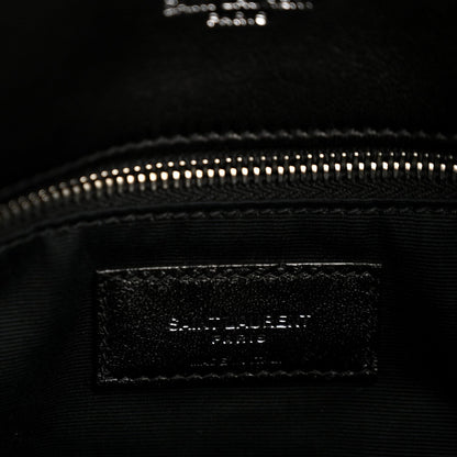 Saint Laurent Lambskin Quilted Medium Loulou Puffer Monogram Chain Satchel Black