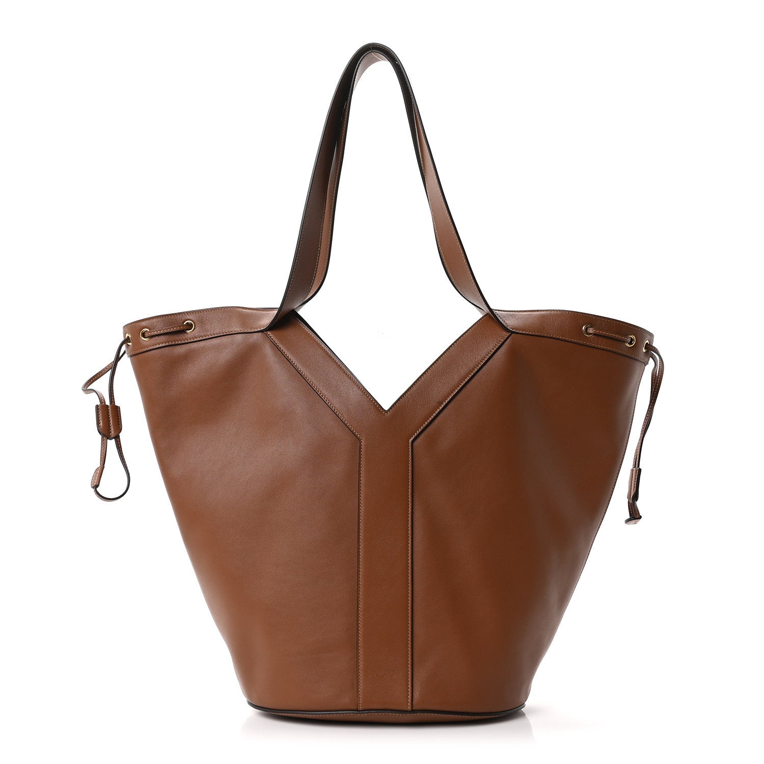 Santorini Lux Calfskin Y Drawstring Tote Brick