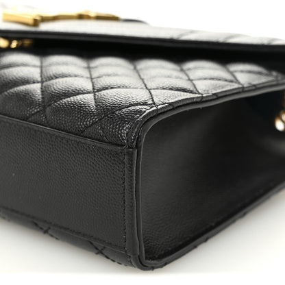 Saint Laurent Grain De Poudre Matelasse Triquilt Medium Monogram Satchel Black