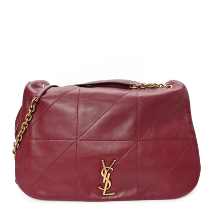 Saint Laurent Lambskin Matelasse Monogram Large Jamie Shoulder Bag Dark Bordeaux