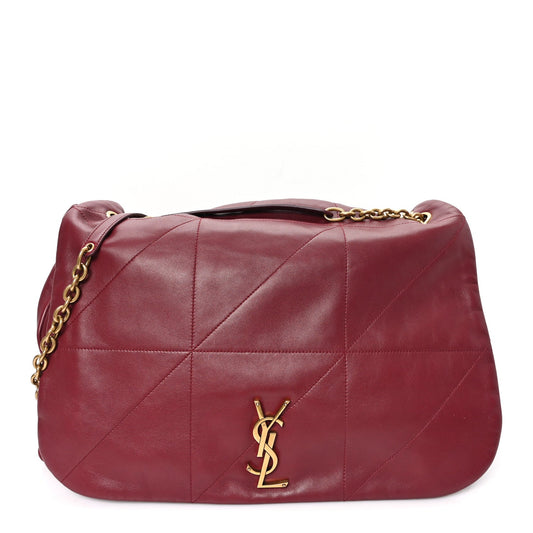 Saint Laurent Lambskin Matelasse Monogram Large Jamie Shoulder Bag Dark Bordeaux