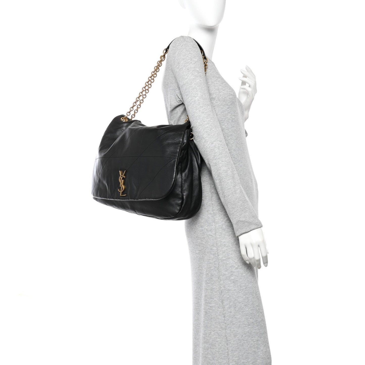 Saint Laurent Lambskin Matelasse Monogram Large Jamie 4.3 Shoulder Bag Black