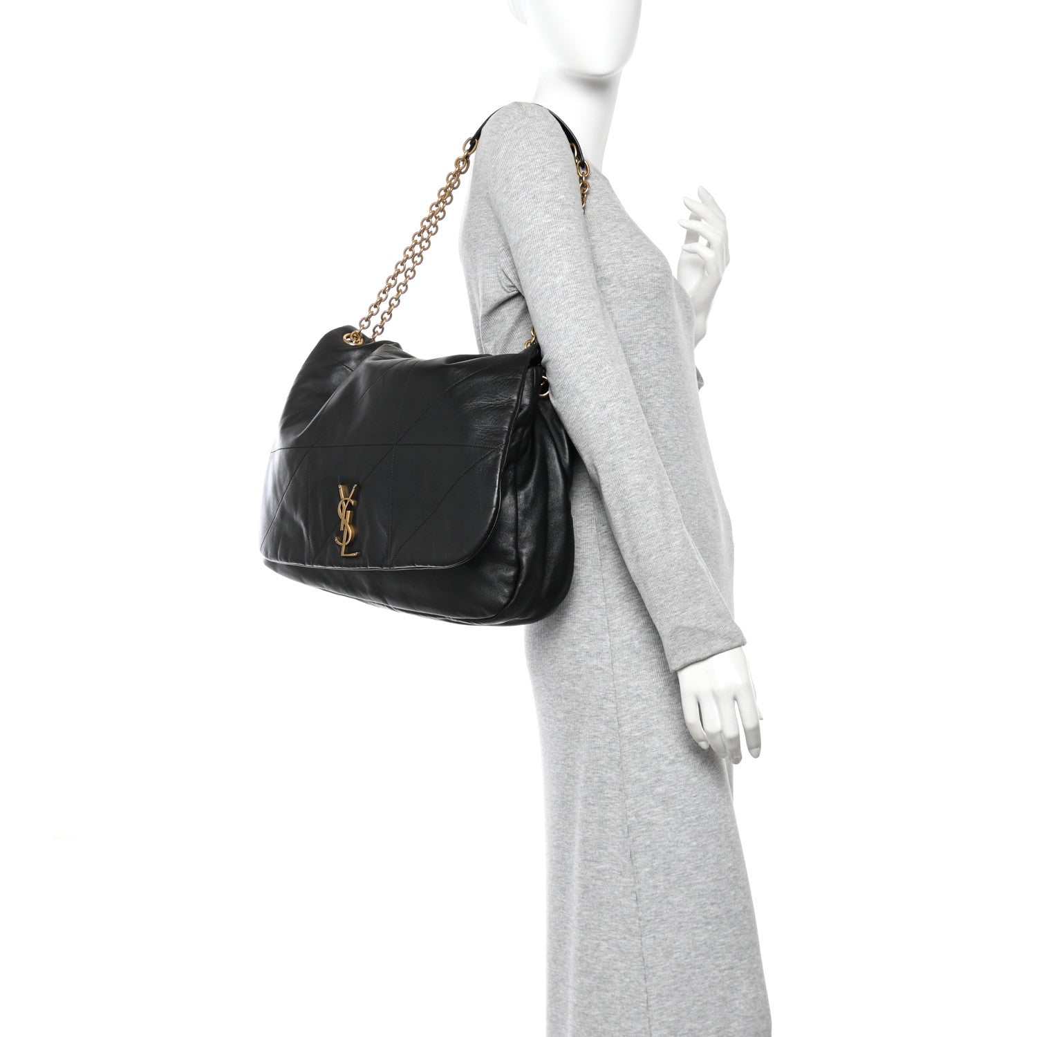 Saint Laurent Lambskin Matelasse Monogram Large Jamie 4.3 Shoulder Bag Black