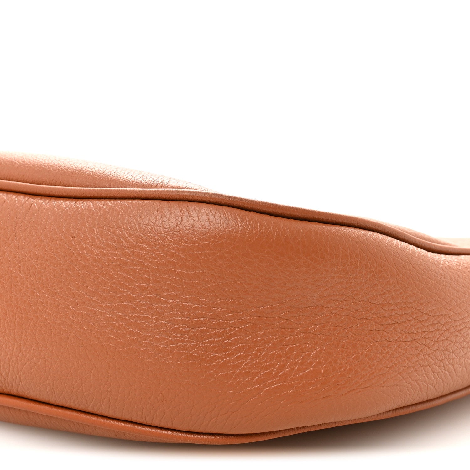 Tan calfskin shoulder bag, smooth leather texture close-up