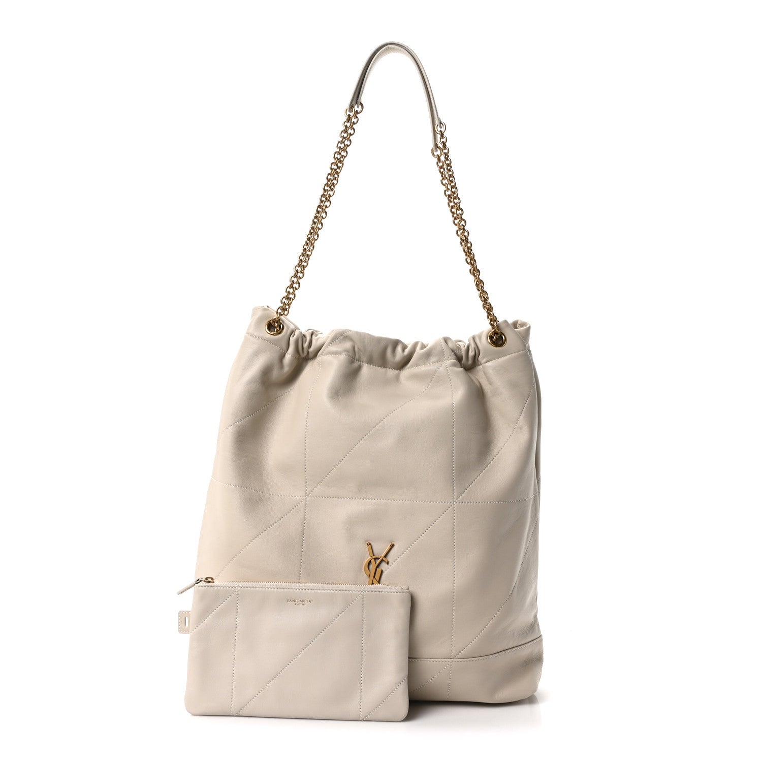 SAINT LAURENT Lambskin Matelasse Large Jamie Pochon Crema Soft