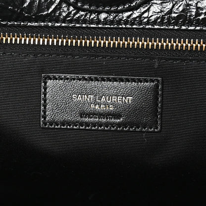 Saint Laurent Crinkled Calfskin Matelasse Niki Multipocket Shopping Tote Black