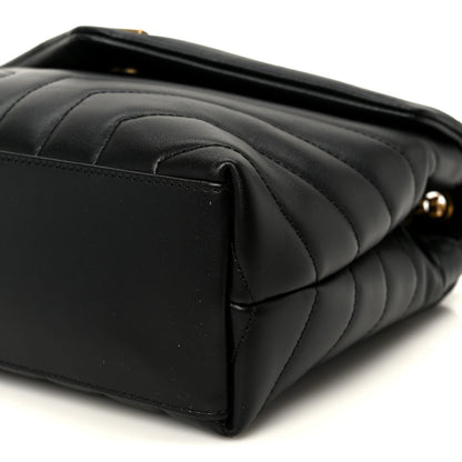 Saint Laurent Small Loulou Chain Satchel Calfskin Y Quilted Monogram Black