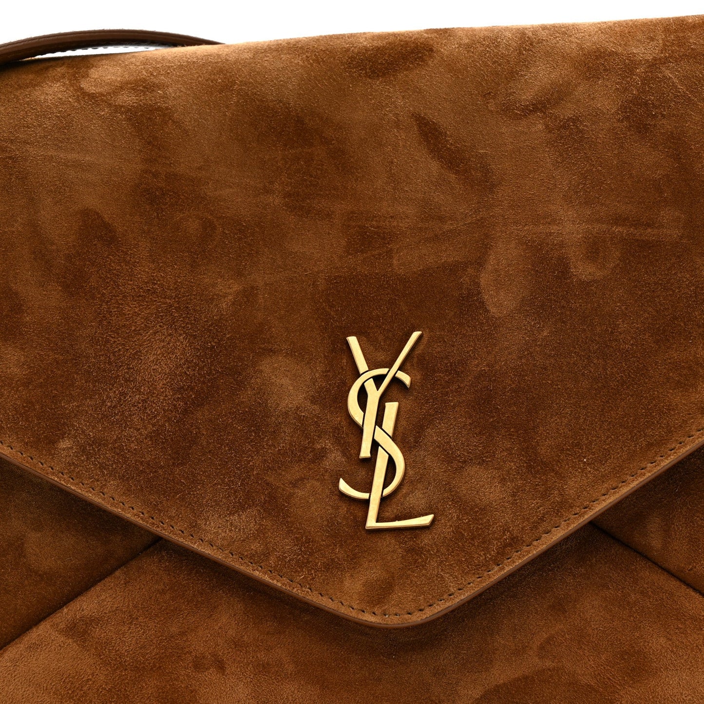 Saint Laurent Suede Large Cassandre Pouch On Chain Caramel Cognac