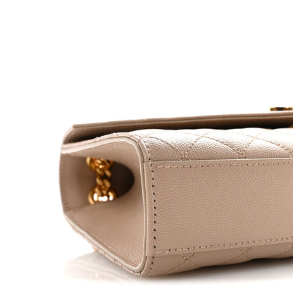 Saint Laurent Grain De Poudre Medium Triquilt Monogram Satchel Dark Beige