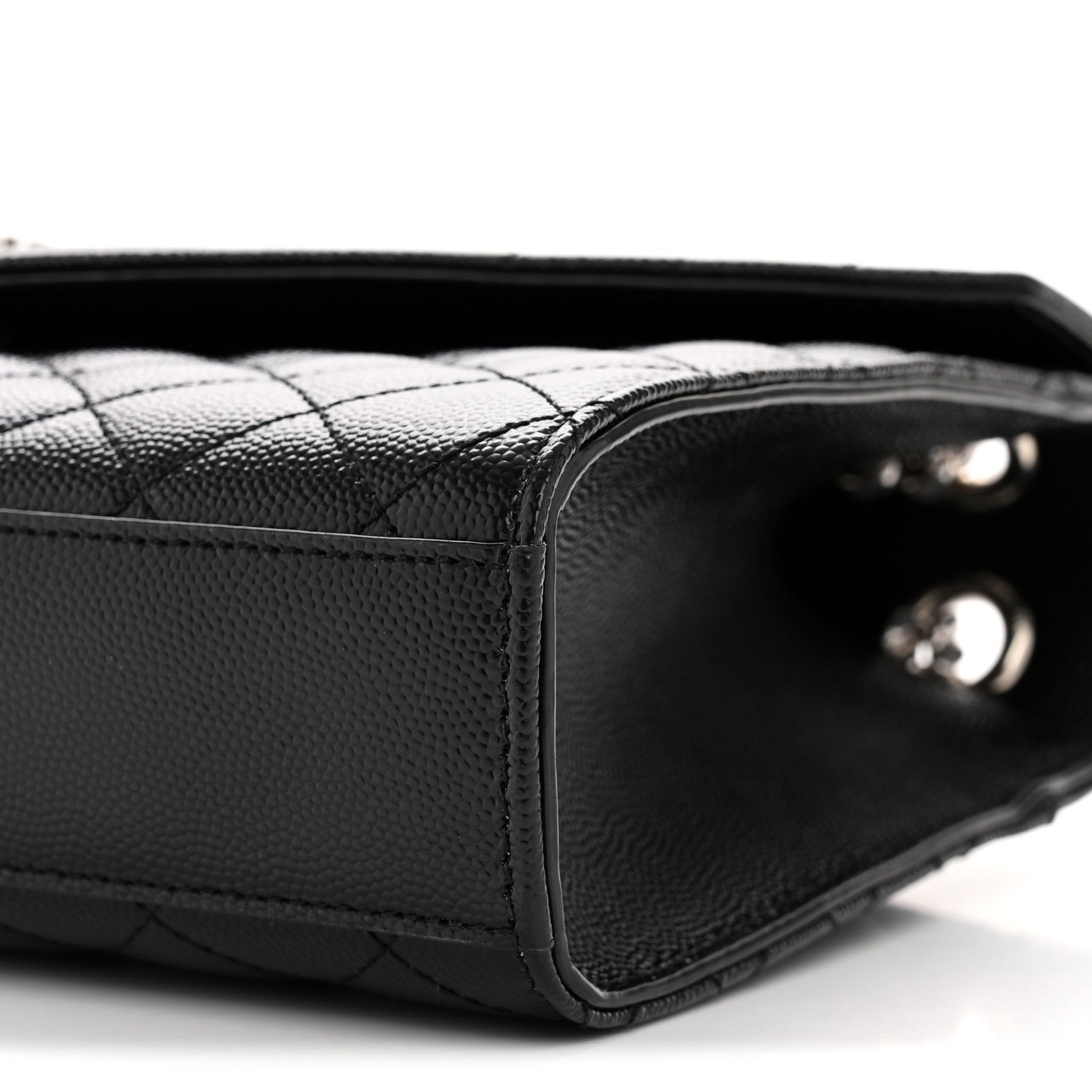 Saint Laurent Grain de Poudre Matelasse Triquilt Medium Satchel Black