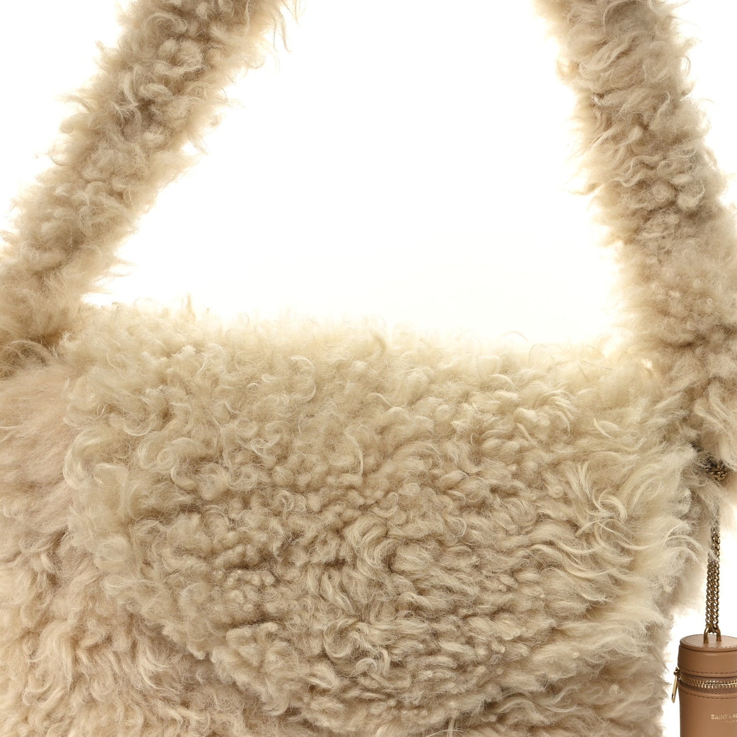 SAINT LAURENT Shearling Shoulder Bag Natural