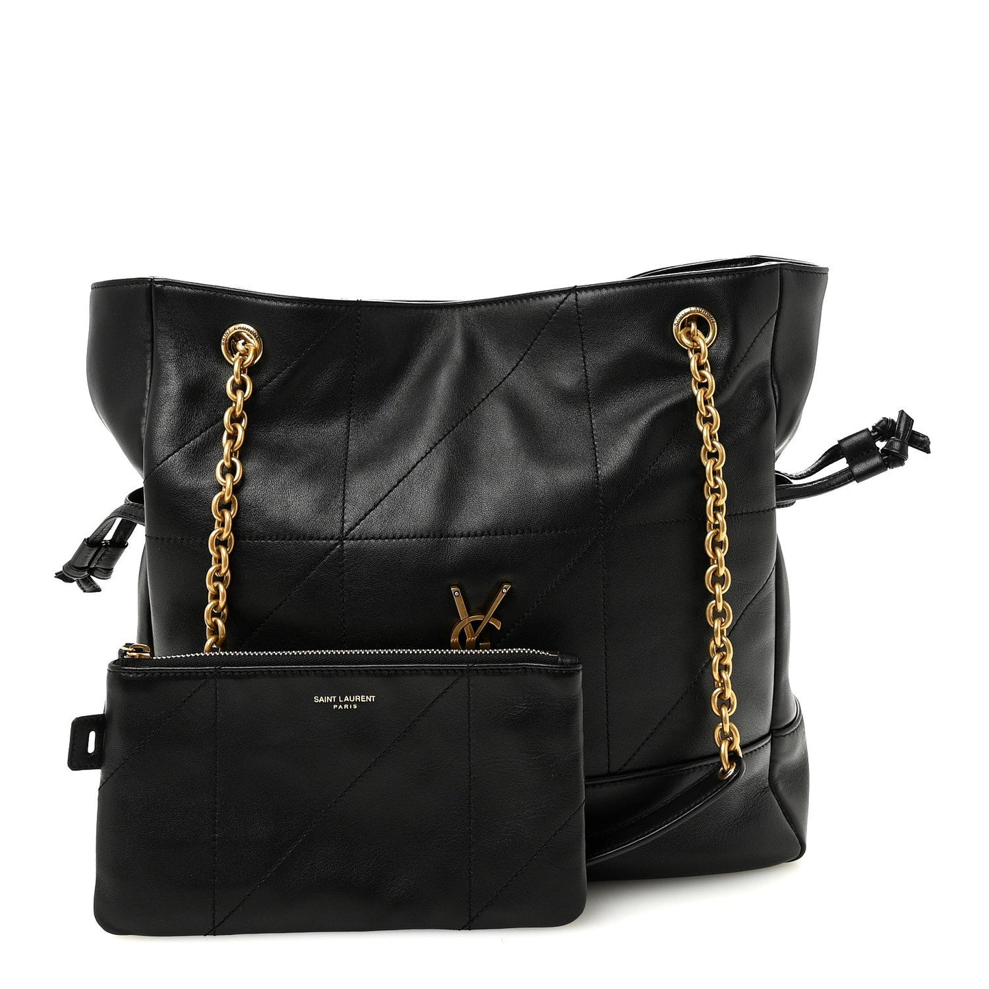 Saint Laurent Jamie Lambskin Small Shopping Tote Black